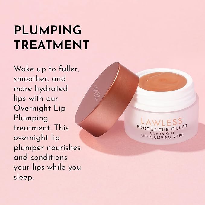 LAWLESS Forget the Filler Lip Mask - Cinnamon Sugar - Premium Overnight Lip Plumping Treatment with Natural Ingredients Designed to Plump, Hydrate, and Smooth Lips - 0.28 oz