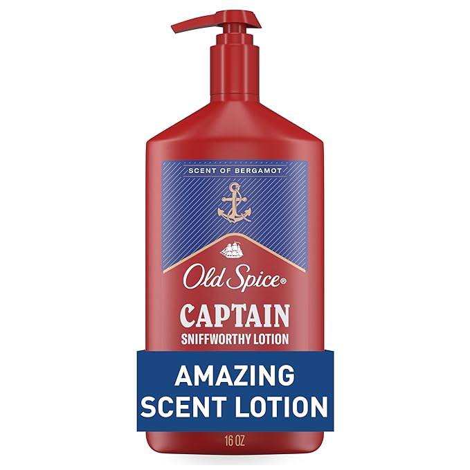 Old Spice Hand, Face & Body Lotion for Men, 24/7 Lightweight Moisturization with Amazing Scent, Instant Absorption, For All Skin Types, Captain with Bergamot Scent, 16 oz