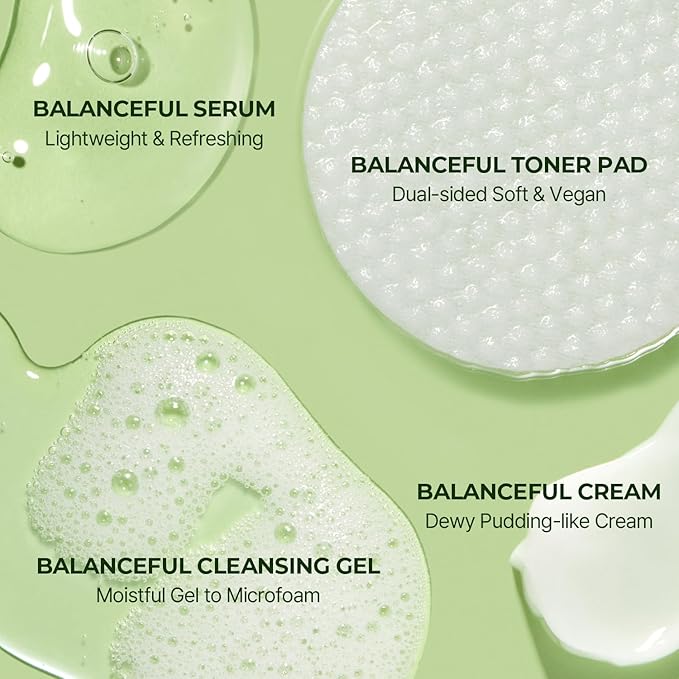 Torriden BALANCEFUL Cica Trial Kit, Gotu Kola Infused Daily Skincare Kit - 4 Step Regimen with Cleansing Gel, Toner Pad, Serum, and Cream | Vegan, Hypoallergenic Korean Skin Care