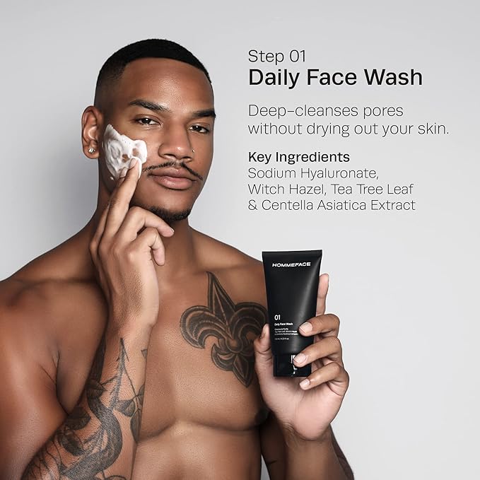HommeFace Daily Trio Skin Care Set for Men, 3-Step Routine