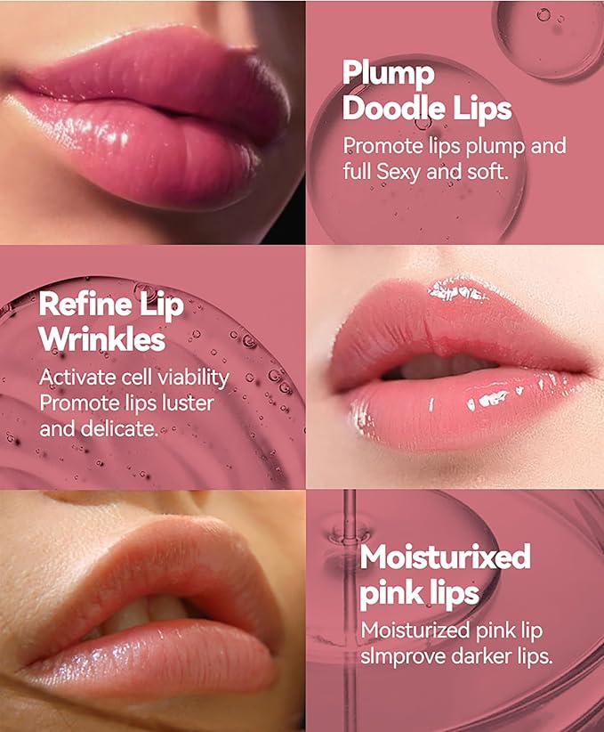 Lip Plumper Gloss 3 Colors Set, Spicy Natural Roll On Lip Plumping Oil and Pout Lip Plumper, Lifter Gloss, Enhancer for Fuller Booster Balm Moisturizing Hydrating & Nourishing Lip Glaze(A)