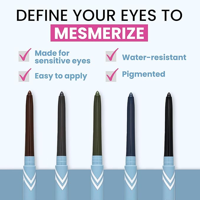 PrimeEyes Glide Eyeliner for Mature Women – Water-Resistant, Long-Stay and Mess-Proof – Gel Cream Texture, Discreet Sharpener and Effective Smudger (Sapphire (blue))