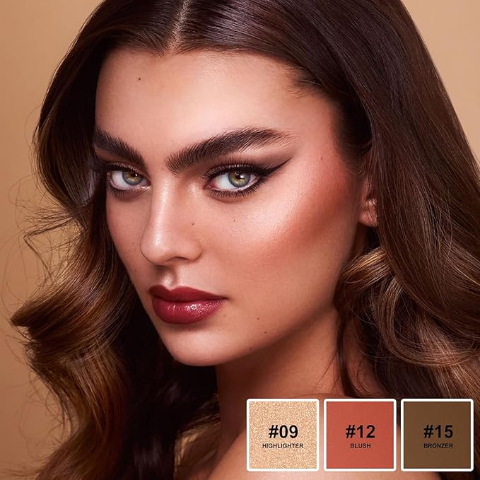 Lezero 3Pcs Contour Stick Makeup Kit, Shades with Highlighter, Blush and Bronzer Stick for Sculpt the Face and All Skin Type, Long Lasting, Smooth, Dewy & Matte Finish, MEDIUM