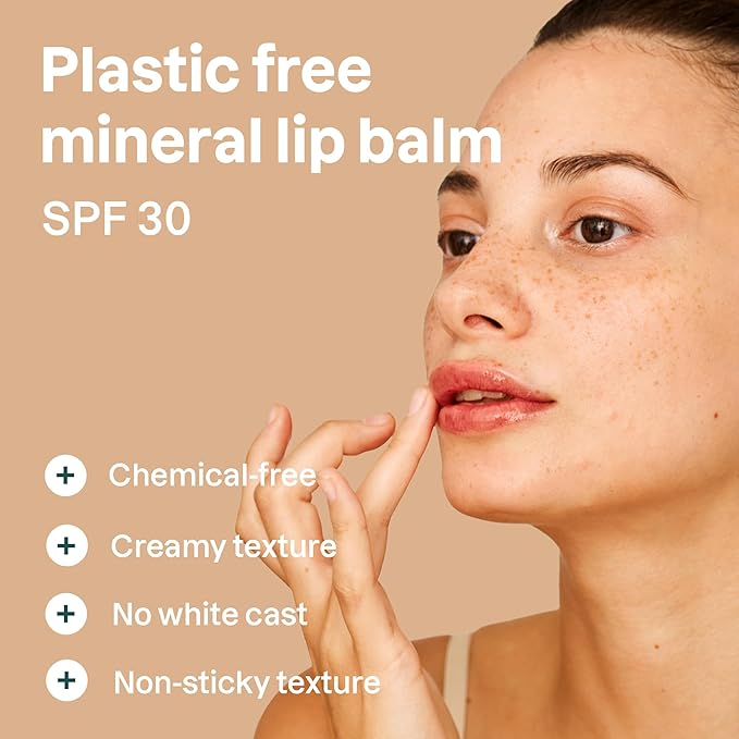 ATTITUDE Oceanly Tinted Lip Balm with SPF 30, EWG Verified, Plastic-Free, Broad Spectrum UVA/UVB Protection with Zinc Oxide, Vegan, Unscented, Baby Rose, 0.3 Ounce