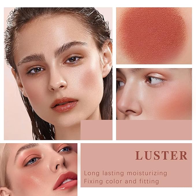 Cream Blush Stick for Cheeks Makeup,Waterproof Blush Face Stick Multi-Use Lip and Cheek Tint,Matte Finish Lightweight Easy to Blend Natural Cream Blusher Makeup for All Skin Tones- Rose Red