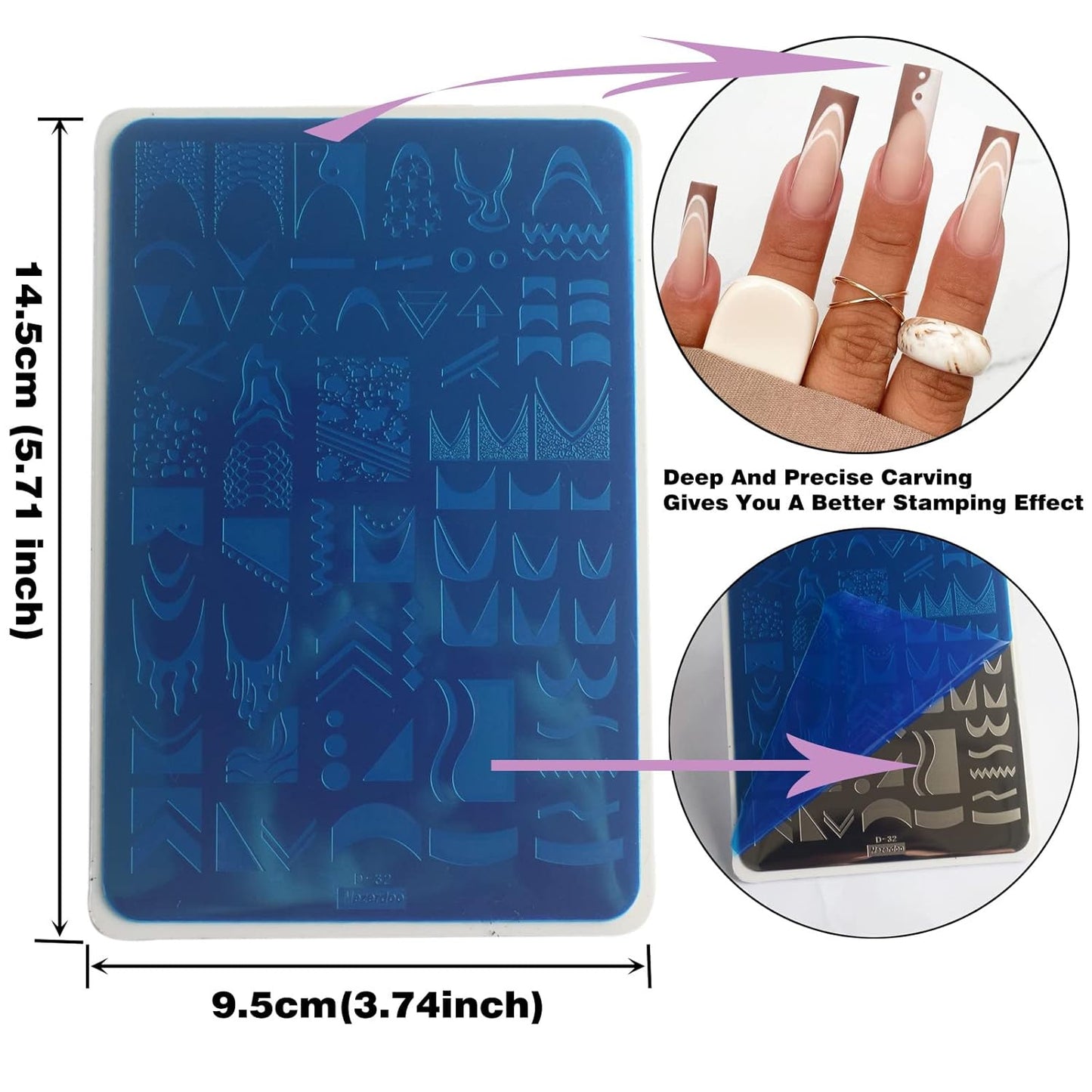 Swirl French Line Nail Stamping Plates French Tip Nail Stamp Plate Geometric Wave Stripes Snake Flower Nail Art Stamper Stencils Printing Template 2pcs Large Stainless Steel Nail Art Tools 14.5×9.5cm