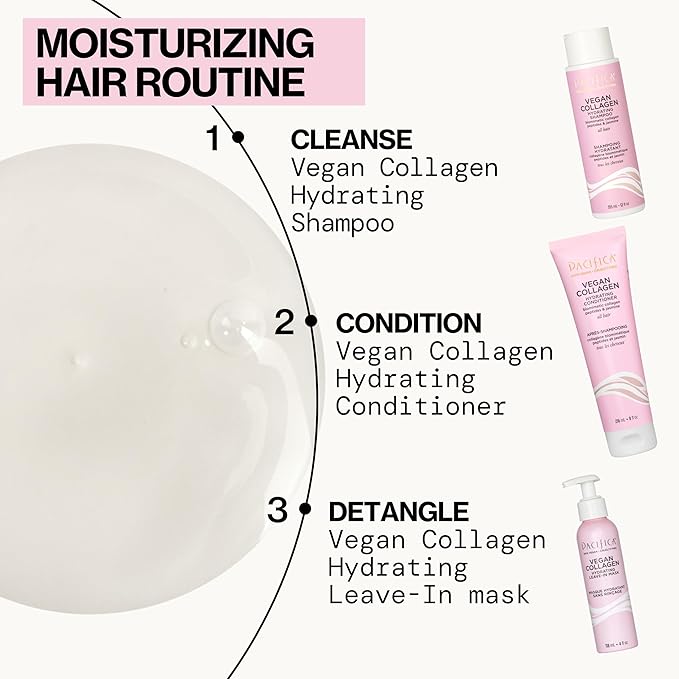 Pacifica Vegan Collagen Leave-In Repair Hair Mask – Leave-In Conditioner Treatment for Dry Damaged Hair, Hydrating Hair Repair Mask to Strengthen, Reduce Breakage & Split Ends Vegan & Cruelty-Free 4oz