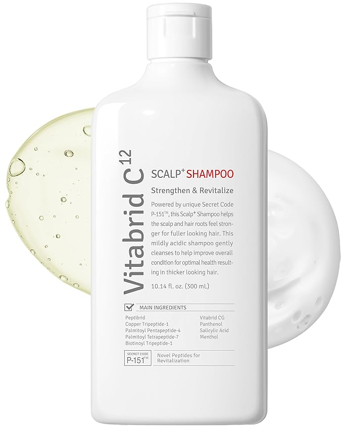 Scalp+ Shampoo for DHT Blocker, Hair Loss Relief - Moisture Anti-Aging Thickening Volumizing Fortifying & Repairing Hair Strength Fuller Hair with Vitamin C, Peptides, Biotin, 10.14 fl.oz.