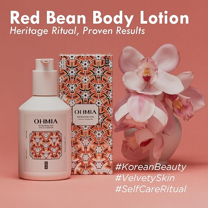 Korean Red Bean Body Lotion for Women - 24-Hour Hydrating Moisturizer for Dry Skin with Peptides & Hyaluronic Acid for Smooth Sensitive Skin - Vegan & Cruelty-Free - 8.45 fl oz