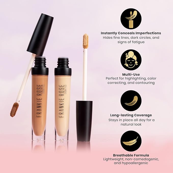 Frankie Rose Cosmetics Our Lil’ Secret Concealer – Sweat-Proof & Matte Under Eye Concealer, Long Lasting Concealer Full Coverage For Fine Lines, Dark Circles & Hide Imperfections - Ginger