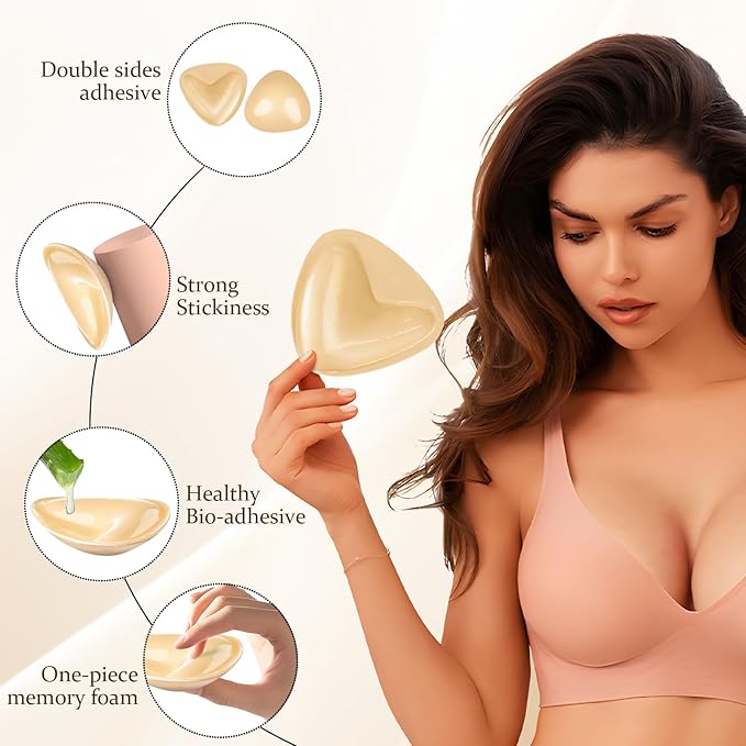 Sticky Bra Breast Enhancement, Sticky Bra Push Up Double Sided Bra Inserts Bra Pads for Bikini & Swimsuit Sport