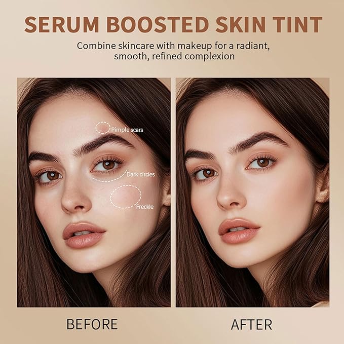 Multi-Use Foundation Stick Beauty Balm Serum Boosted Skin Tint, On-The-Go Tinted Solid Serum, Lightweight and Buildable Creamy Skin Tint Stick Makeup, Natural Finish(06#)