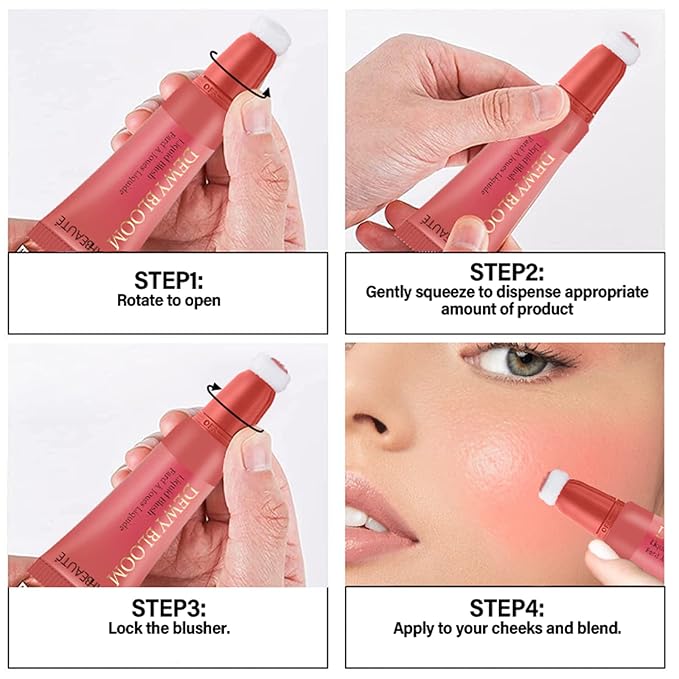 Blush Beauty Wand,Matte Face Blush Contour Wand with Cushion Applicator,Smooth Creamy Liquid Blush Wand,Blendable Blush Rouge Stick for Cheek,Cruelty-free,105 Ardour,Brownish Red