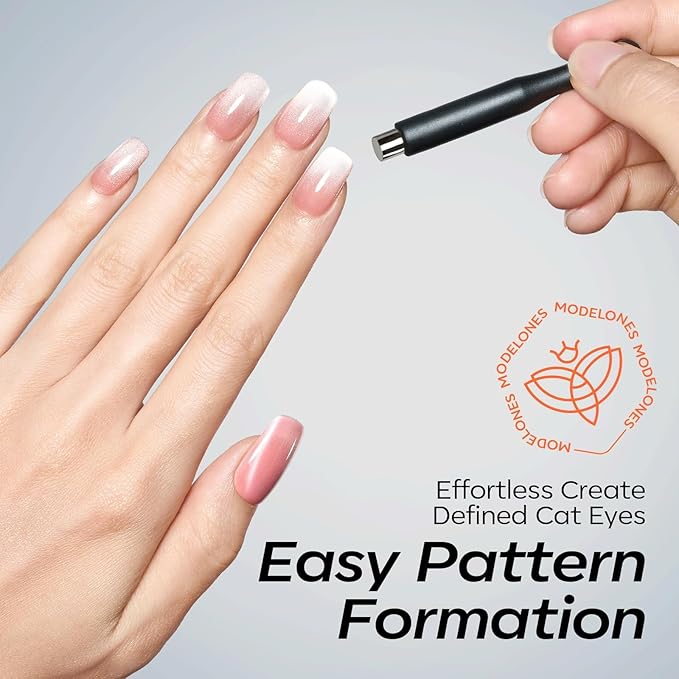 modelones Cat Eye Magnetic for Nails,15PCS Cat Eye Gel Nail Polish Magnet Tools Powerful Set Wand Magnet Summer Nail Polish Square Round Magnet Stick Diverse Glassy Cateye Effect