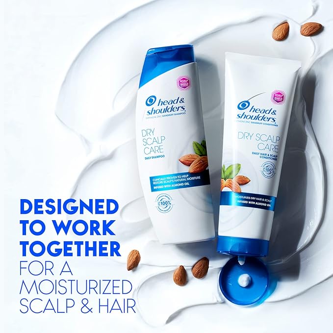 Head and Shoulders Shampoo, Daily-Use Anti-Dandruff Paraben Free Treatment, Dry Scalp Care with Almond Oil, 32.1 fl oz, Twin Pack (Pack of 2)