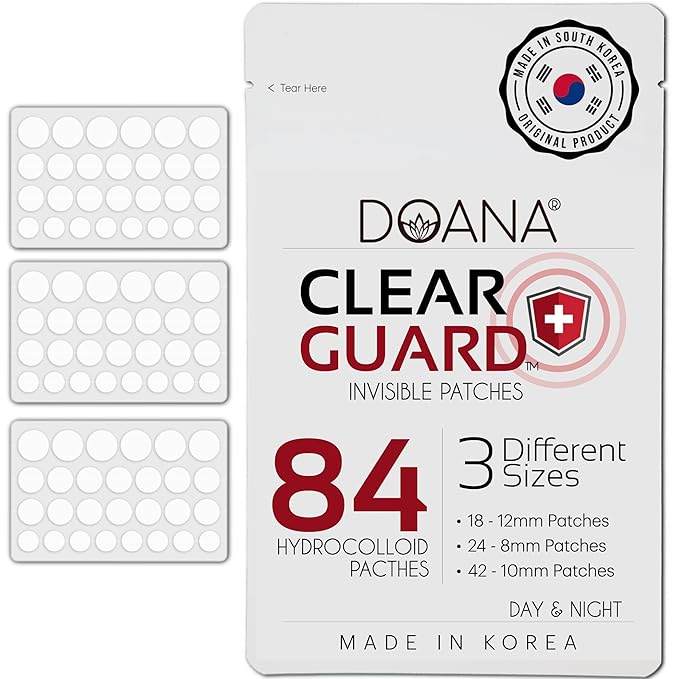 Korean Pimple Patches - 84 Count / Made in KOREA - Absorbing Hydrocolloid 3 Size Acne Patches for Blemishes. Zits Cover, Spot Stickers for Face and Body, Day and Night, Round Shape