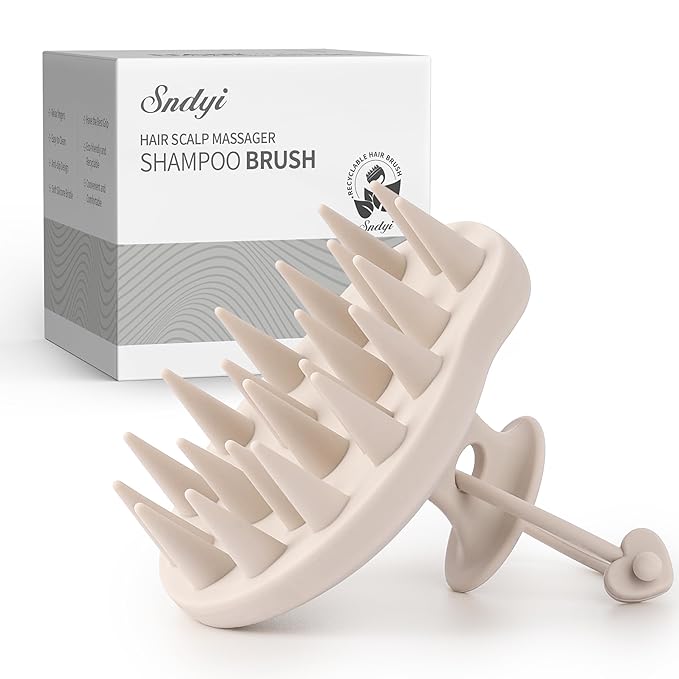 Sndyi Silicone Scalp Massager Hair Growth, Scalp Scrubber with Soft Silicone Bristles, Scalp Exfoliator for Dandruff Removal, Large Size Shampoo Brush, Wet Dry Scalp Brush for Long Thick Curly Hair