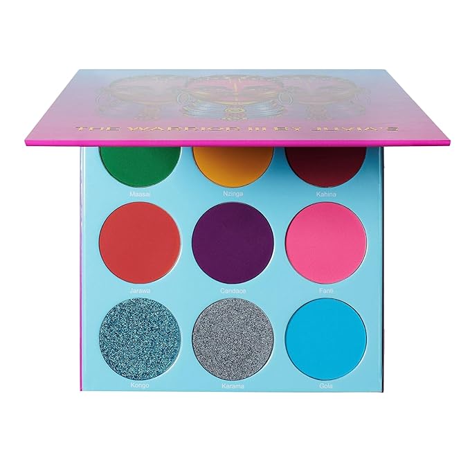 Juvia's Place Palette The Warrior III - Deep Emerald Green, Red, Violet, Cerulean Blue, Shades of 9, Pigmented Makeup Palette Eye Color & Shine
