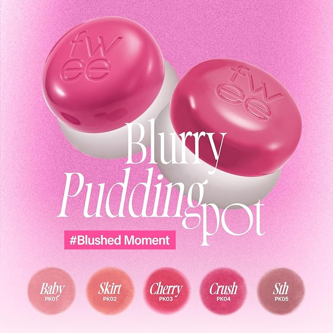 Lip&Cheek Blurry Pudding Pot | Blushed Moment - Crush | Makeup Blush, Buildable Lightweight, Multi-Use Soft Matte Finish | 5g