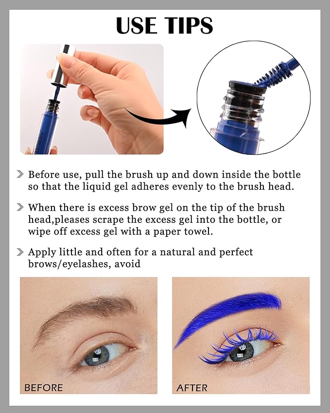 Tinted Brow Mascara Gel- 1Pcs Long-lasting Waterproof Smudge-proof White Eyebrow Glue Colored Liquid Mascara, Tinted Brow Filler, Length Curly Mascara for Women, Halloween Eye Makeup-10