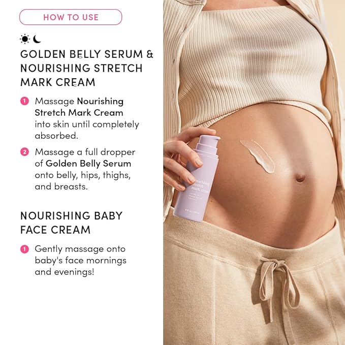 Evereden Mama & Baby Discovery Set - Dermatologist-Developed Clean & Vegan Maternity Skin Care Bundle - Stretch Mark Cream, Belly Serum, & Nourishing Baby Face Cream - Postpartum Gifts for New Mom