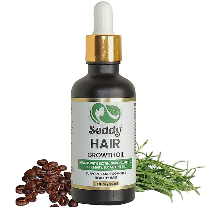 Seddy Hair Growth & Strengthening Oil with Caffeine, Rosemary, Castor, Biotin, Peppermint, Argan & Jojoba Oils - 1.7 Fl. Oz (Pack of 1)