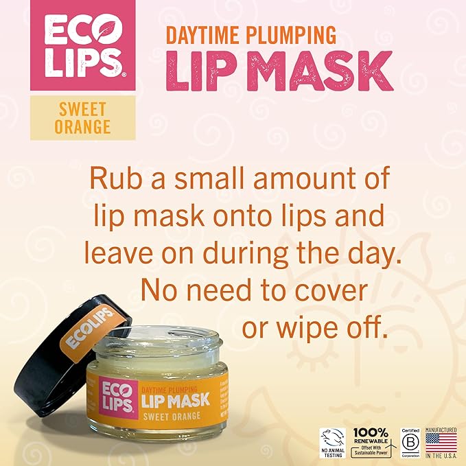 Eco Lips Daily Plumping Lip Mask with Hyaluronic Acid + Organic Vanilla Bean Sugar Lip Scrub 2-pack by Eco Lips 100% Natural. Made in USA