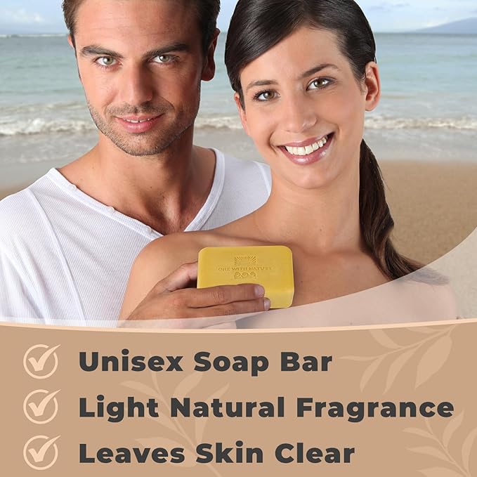 One With Nature Dead Sea Salt Lemon Sage Soap 7oz 3-Pack – Purifying and Exfoliating Soap Bar with Dead Sea Minerals for Face & Body, for Men & Women