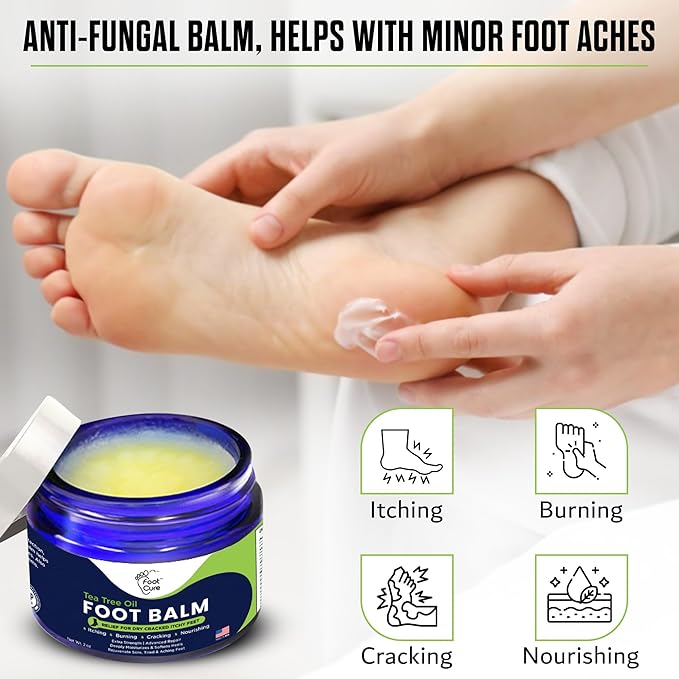 Tea Tree Oil Balm – Moisturizer for Dry Cracked Feet – Instantly Hydrates & Soothes Irritated Skin & Athlete's Foot – Best Foot Care for Women and Men – Made in USA 2PK