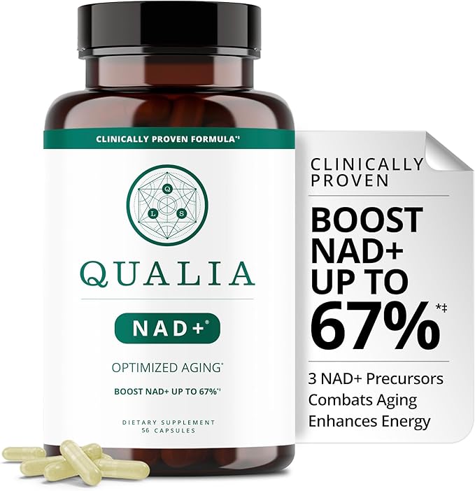 Qualia NAD Supplement — Clinically Proven to Boost NAD+ up to 67%. Optimized Aging, Energy, Focus. Elite NAD+ Booster Ingredients Nicotinamide Riboside (NIAGEN), Niacin, Niacinamide (1 Month Supply)