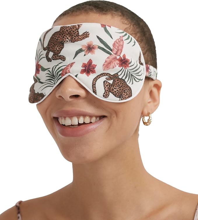 Desmond & Dempsey Cotton Luxe Eye Mask (Soleia Leopard Print Cream)