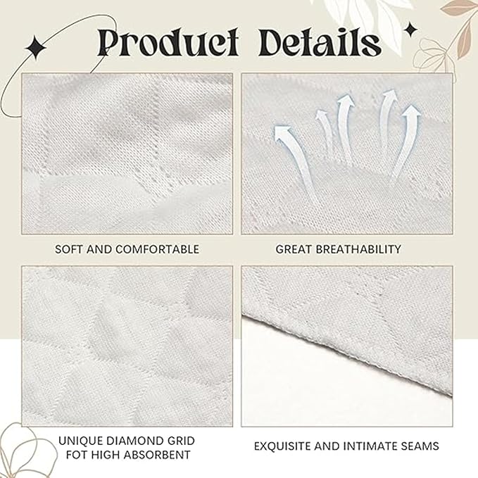 Boyiee 9 Pcs Cotton Bra Liners 3 Layer Reusable Washable Under Breast Sweat Absorber Pads for Woman