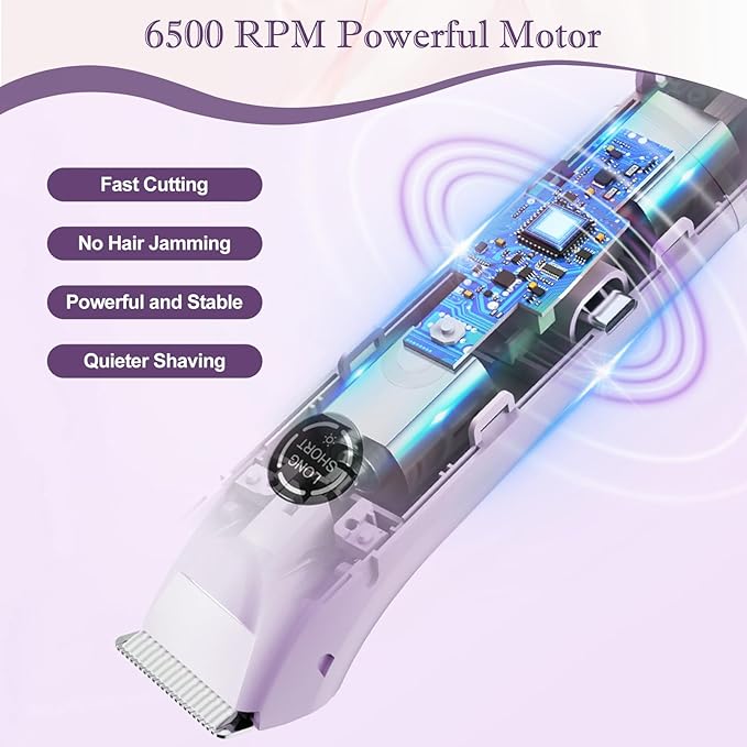 Upgrade Dermave Bikini Shaver, Dual Head 4 in 1 Bikini Trimmer for Women, IPX7 Waterproof Wet & Dry Use Electric Razor with Led Light and Display for Nose, Eyebrow, Bikini, Body (Purple)