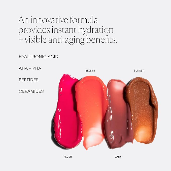 U Beauty The PLASMA Tinted Lip Compound Anti-Wrinkle & Anti-Aging Treatment - Shimmery Plumping Lip Gloss with Hyaluronic Acid, Shea Butter, Salicylic Acid & Peptides to Deeply Hydrate,Bellini - 15 mL