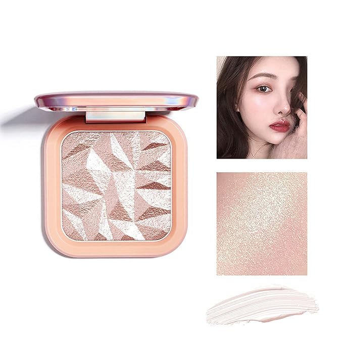 Face Highlighter Makeup Palette Kit, Shimmer Glitter Highlight Contouring Palette Natural Nude Shiny Contour Highlight Makeup Illuminator Highlighter Concealer Palette with brush (Nude Pink)