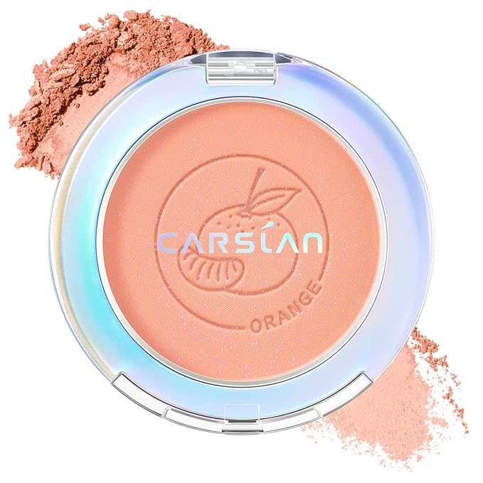 Face Blush, Powder Blush Makeup, Longlasting Highly Pigmented Face makeup, Smooth, Vegan & Cruelty Free, 1 Count, 02 ORANGE