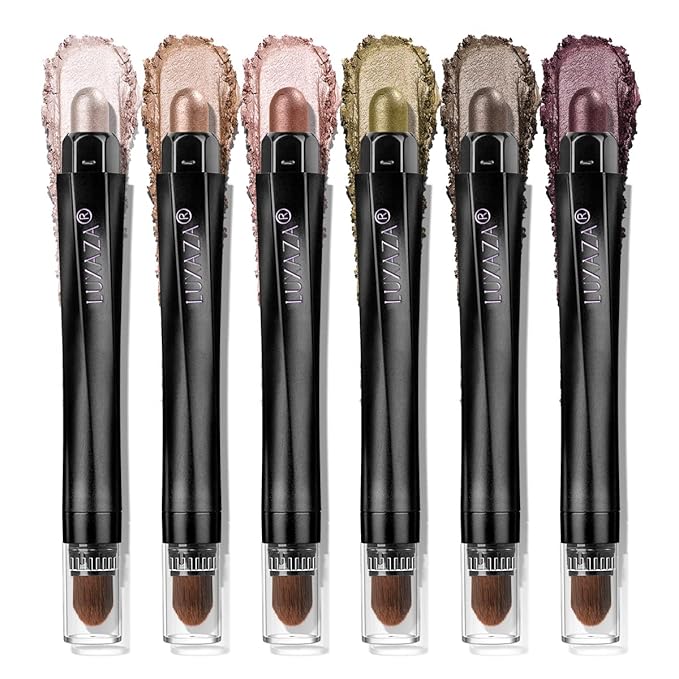 Shimmer Eyeshadow Stick Makeup 6PCS Set, Pink Metallic Matte Cream Eye Shadow Eyeliner Brightener Pencil Crayon - DESERT WILD