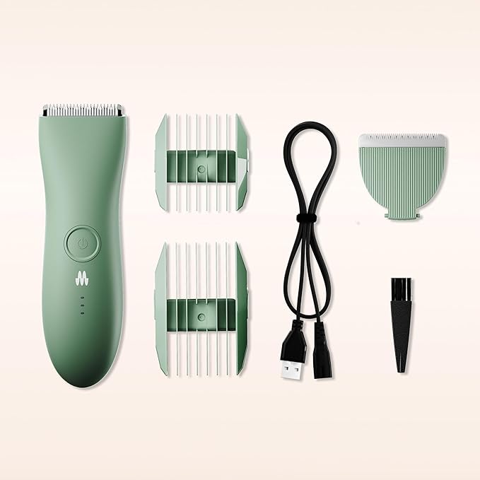 MERIDIAN The Trimmer Original - Body Hair Trimmer for Men, Electric Shaver for Pubic Hair, Chest, Legs & Bikini, Waterproof & Rechargeable, Sage