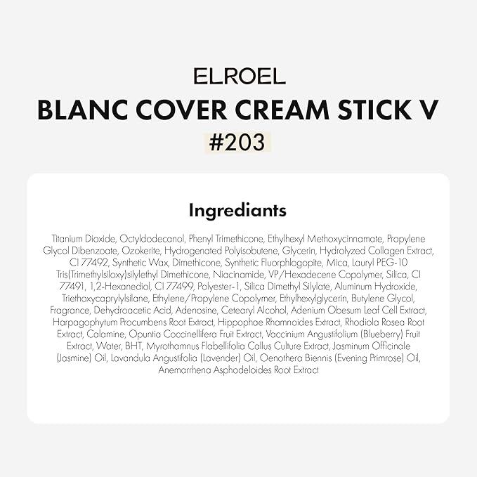 Blanc Cover Cream Stick V White - Korean Color-Changing Foundation Stick with Volufiline - Medium to Full Coverage Dewy Finish Base Makeup - Dual-Ended with Detachable Brush (203 Medium)