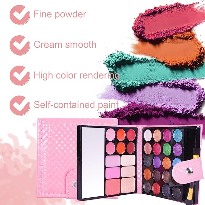 All-in-one Holiday Makeup Gift Set | Full Makeup Kit for Women Essential Starter Bundle Include 20 Highly Pigmented Shimmer Eyeshadow Palette,3 Blush,3 Face Powder, 6 Lipgloss, Brush