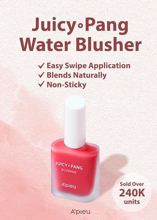 A'PIEU JUICY-PANG WATER BLUSHER (RD01 - Popping Cherry) Korean Liquid Blush For Cheeks K Beauty Makeup
