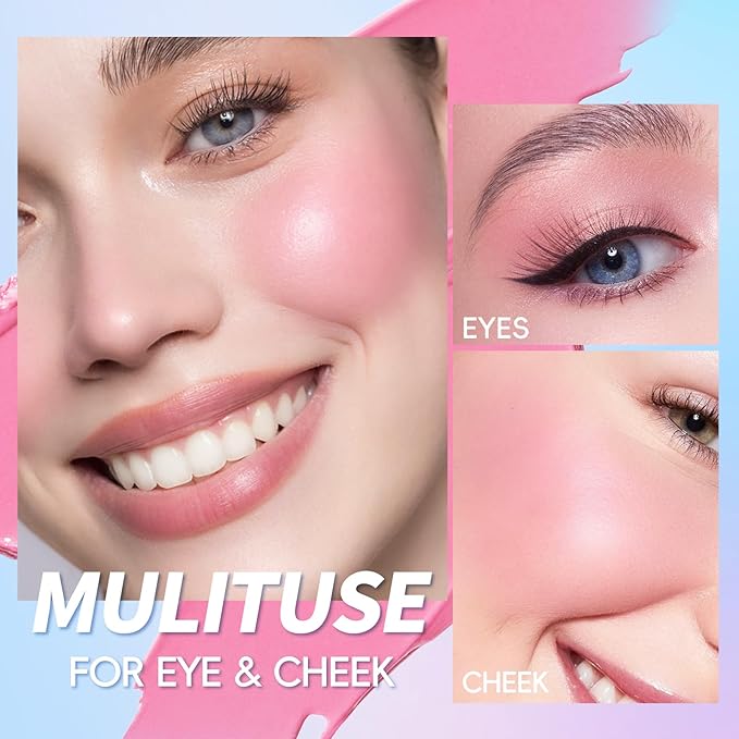 Color Changing Blusher, Black to Pink Blush for Cheek Tint PH Temperature Change Magic Moisturizing Multi-use Cream,LongLasting Waterproof Lightweight Natural-Looking Face Makeup