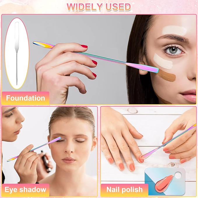 Makeup Spatula Korean Set, Senbos Professional Acrylic Makeup Palette with 2 Pcs Spatula Tool, Tray Apply for Foundation Eye Shadow Lipsticks Nail Art Pigment Blending Set with Leather Covers