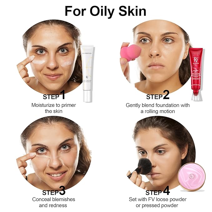 FV Waterproof Foundation, Lightweight & Medium Coverage Foundation with Matte Finish, Oil Control Long Lasting Liquid Foundation Makeup for Oily Normal Skin (Natural Beige)