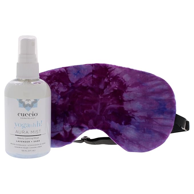 Namaste Dreams Duo Kit for Unisex - 2 Pc 4oz Yogahhh Aura Mist, 1 Pc Lavender Tie Dye Sleep Eye Mask