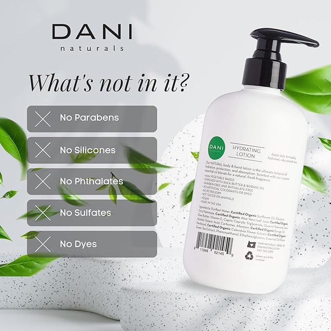 Naturals Hand & Body Lotion - Clean Bamboo Bergamot Scented, Deep Hydration Lotion for Dry Skin, With Shea Butter & Aloe Vera, Natural & Organic Ingredients, Paraben-Free, 12 Oz