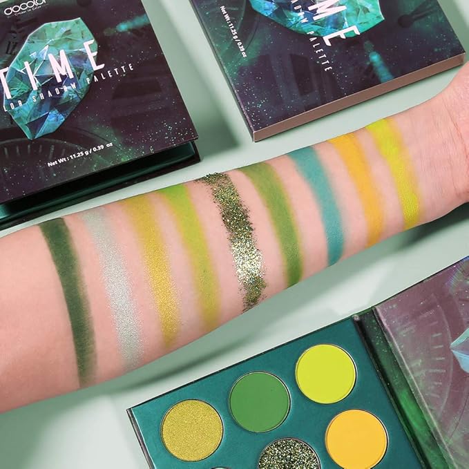 docolor Eyeshadow Palette 9 Colors Green Eyeshadow Gemstone Shadow Palette Highly Pigmented Mattes Shimmers Smokey Glitter Cream Colorful Powder Long Lasting Waterproof Makeup Palette