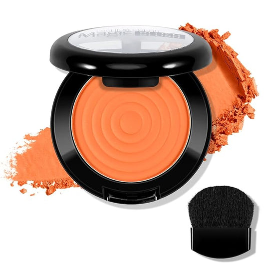 Boobeen Soft Blend Powder Blush for Cheeks, Buildable Color Matte Smooth Blush Palette Compact Blush Powder Makeup, Long-lasting Flush Color, with Mirror and Brush