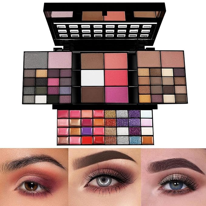 Makeup Kit for Women Full Kit including 36 Eyeshadow Makeup,16 Lip Gloss,12 Glitter Cream, 4 Concealer, 3 Blusher,1 Bronzer, 2 Highlight and Contour - All in One Makeup Kit 74 Colors