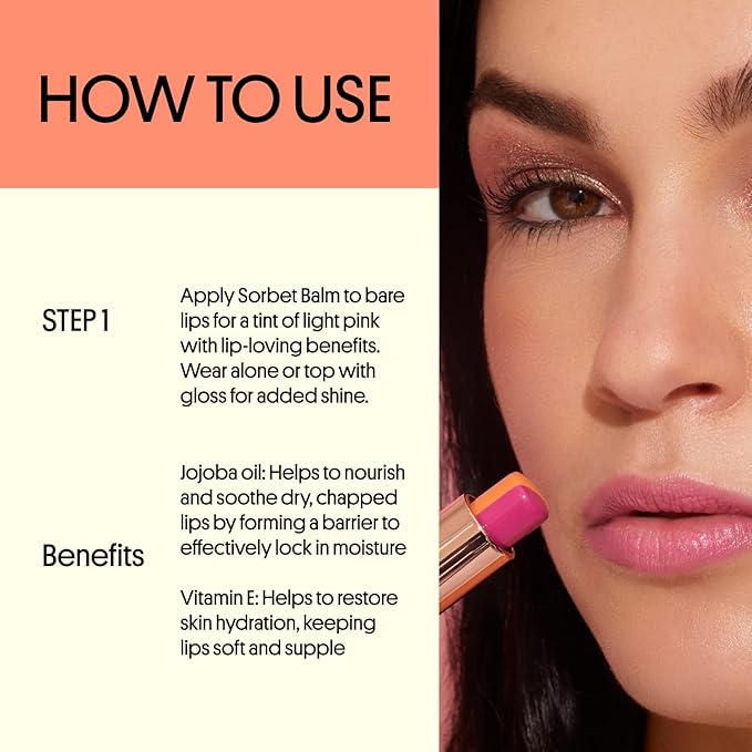 Winky Lux Sorbet Tri-Color Tinted Lip Balm – Hydrating Lip Balm, Sheer Pink Tint, Nourishing Lip Care with Jojoba Oil & Vitamin E, Moisturizes & Softens Dry Lips, Buttery Soft with Pink Coconut Scent